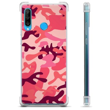 Huawei P30 Lite Hybrid Case Roze Camouflage