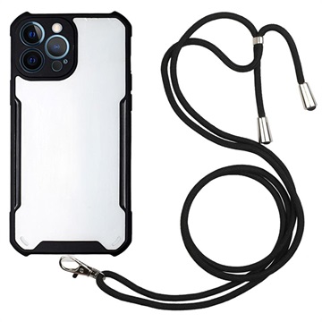 iPhone 13 Pro Max Hybrid Case met Lanyard Zwart