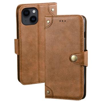 Idewei iPhone 14 Wallet Case met Magnetische Sluiting Bruin