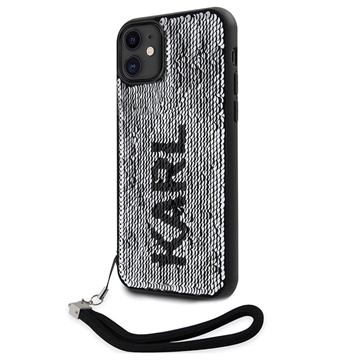 iPhone 11 Karl Lagerfeld Reversible Sequins Hoesje Zwart-Zilver