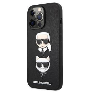 Karl Lagerfeld Saffiano K&C Heads iPhone 13 Pro Cover Zwart