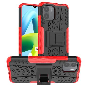 Antislip Xiaomi Redmi A1 Hybride Hoesje met Standaard - Rood / Zwart