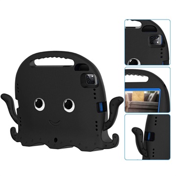 iPad Pro 11 2021-2020-2018 Schokbestendige draagtas voor kinderen Octopus Zwart