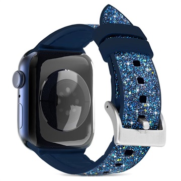 Kingxbar Crystal Fabric Apple Watch 9/8/SE (2022)/7/SE/6/5/4/3/2/1 Band - 41mm/40mm/38mm - Blauw