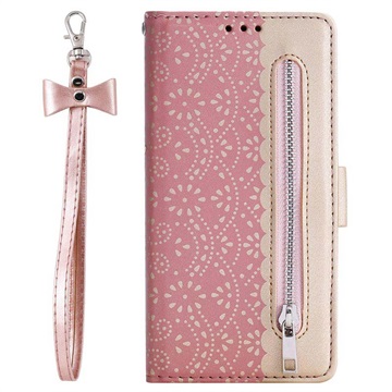 Lace Pattern iPhone XI Wallet Case Rose Gold