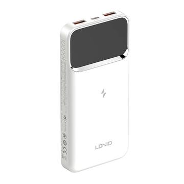 Ldnio PQ11 15W Draadloos Opladen Power Bank 10000mAh USB-C, 2xUSB-A Wit