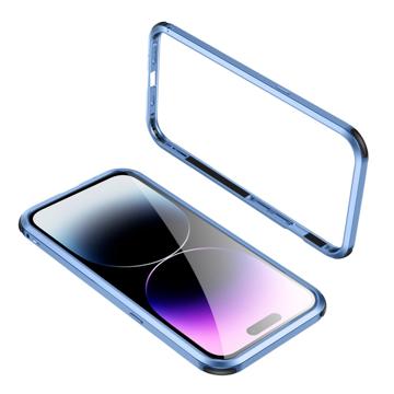 Le-Lock Series iPhone 14 Pro Metalen Bumper Blauw