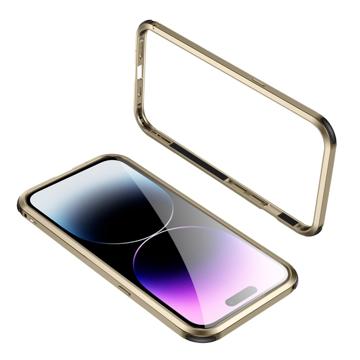 Le-Lock Series iPhone 14 Pro Metalen Bumper Goud