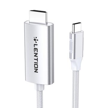 Lention CU707 USB-C naar HDMI 2.0 kabel 4K60Hz-1Gbps 3m Zilver