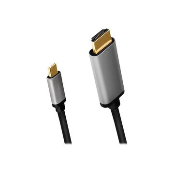 LogiLink CUA0101 USB-C naar HDMI-kabel 1,8 m, 4K-60Hz Zwart-Grijs