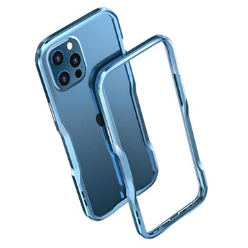 Luphie iPhone 12-12 Pro Metalen Bumper Blauw