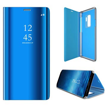 Luxury Mirror View Samsung Galaxy S9+ Flip Cover Blauw