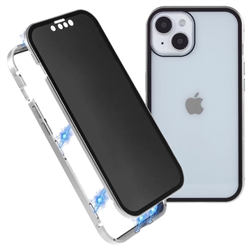 iPhone 15 Magnetisch Hoesje met Privacygehard Glas Zilver