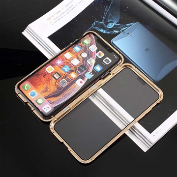 iPhone XS-X Magnetic Case with Tempered Glass Gold