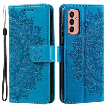 Samsung Galaxy A14 Mandala Series Wallet Case Blauw