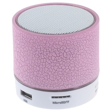 Mini Bluetooth Speaker met Microfoon & LED Licht A9 Cracked Roze