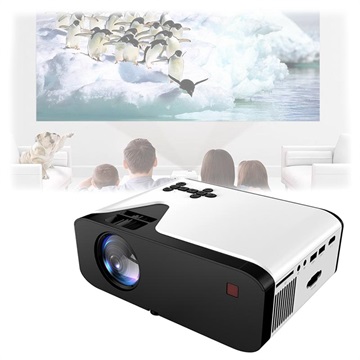 Mini draagbare HD LED-projector met afstandsbediening 1080p wit