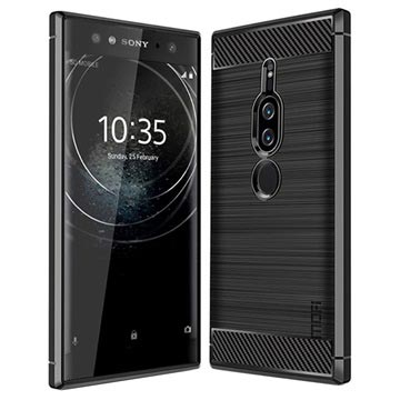 Mofi Carbon Fiber Sony Xperia XZ2 Premium TPU Case Zwart