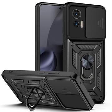 Motorola Edge 30 Neo Rotary Ring Hybrid Case with Camera Shield Black