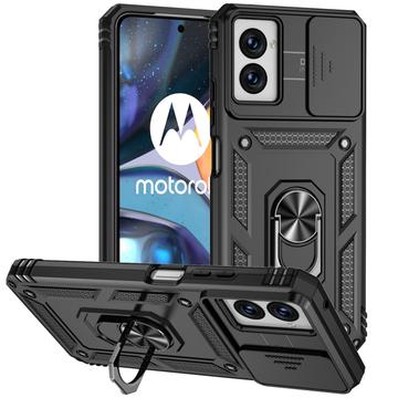 Motorola Moto G Power (2024) Rotary Ring Hybrid Case with Camera Shield Black