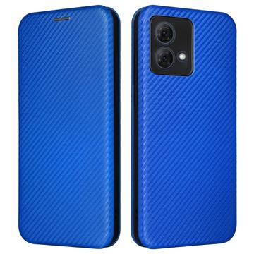 Motorola Moto G84 Flip Hoesje Koolstofvezel Blauw