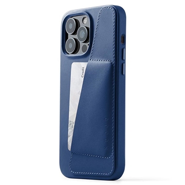 Mujjo Full Leder iPhone 14 Pro Max Wallet Hoesje Blauw