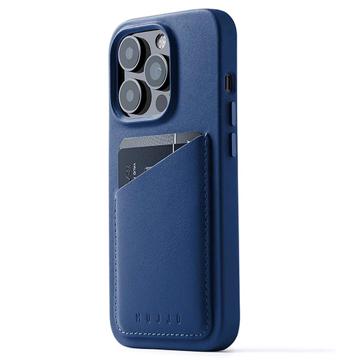 Mujjo Full Leder iPhone 14 Pro Wallet Cover Blauw