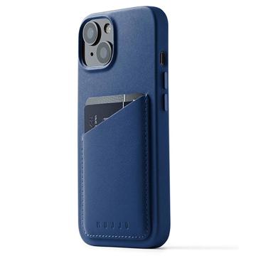 Mujjo Full Leder iPhone 14 Wallet Hoesje Blauw