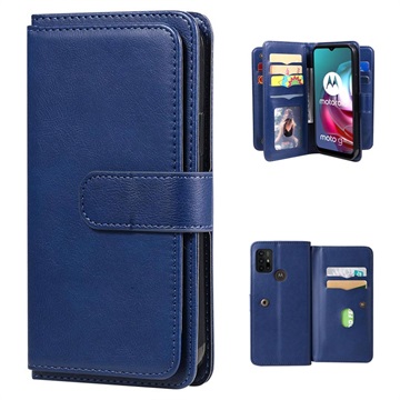 Multi-Card Slot Motorola Moto G10-Moto G30 Wallet Case Blauw