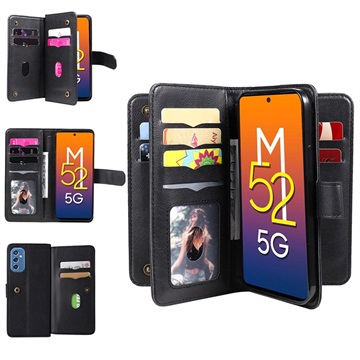 Multi-Card Slot Samsung Galaxy M52 5G Wallet Case Zwart
