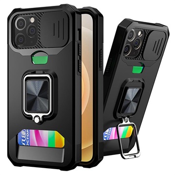 Multifunctionele 4-in-1 iPhone 12-12 Pro Hybrid Case Zwart