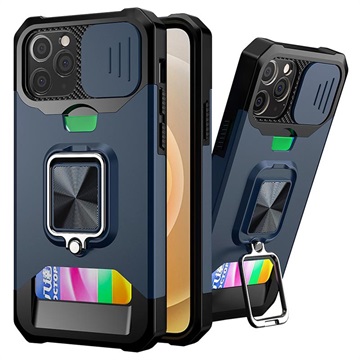 Multifunctionele 4-in-1 iPhone 12-12 Pro Hybrid Case Marineblauw