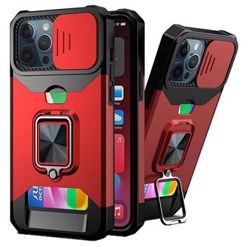 Multifunctionele 4-in-1 iPhone 13 Pro Max Hybrid Case Rood