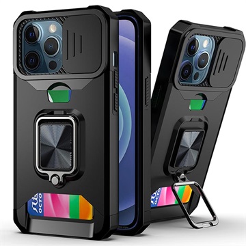 Multifunctionele 4-in-1 iPhone 13 Pro Hybrid Case Zwart