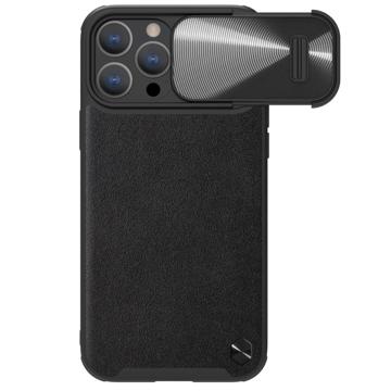 Nillkin CamShield S iPhone 14 Pro Leren Gecoate Case Zwart