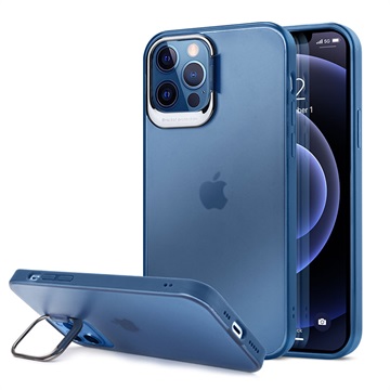 iPhone 12 Pro Max Hybrid Case met Verborgen Standaard Blauw-Transparant