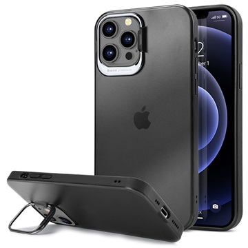 iPhone 12-12 Pro Hybrid Case met Verborgen Standaard Zwart-Transparant