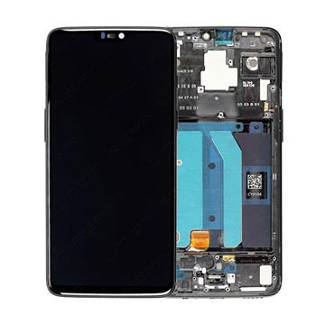OnePlus 6 Voorzijde Cover & LCD Display Spiegelzwart