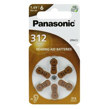 Hearing Aid Battery Panasonic Zinc-Air PR312 0% Mercury-Hg brown (6 pc