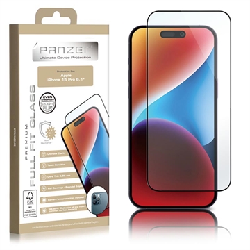iPhone 15 Pro Panzer Premium Full-Fit Glazen Screenprotector Zwart