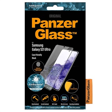 PanzerGlass CF AntiBacterial Samsung Galaxy S21 Ultra Screenprotector Zwart