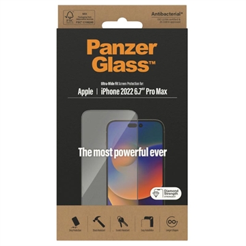 PanzerGlass Ultra-Wide Fit iPhone 14 Pro Max Screenprotector Zwart