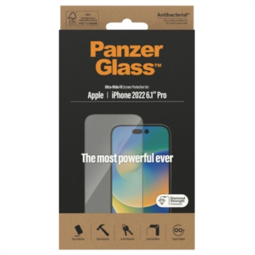 PanzerGlass Ultra-Wide Fit iPhone 14 Pro Screenprotector Zwart