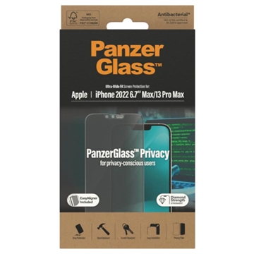 PanzerGlass Ultra-Wide Fit Privacy iPhone 13 Pro Max-14 Plus Screenprotector Zwart
