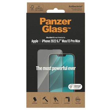 PanzerGlass Ultra-Wide Fit iPhone 13 Pro Max-14 Plus Screenprotector Zwart