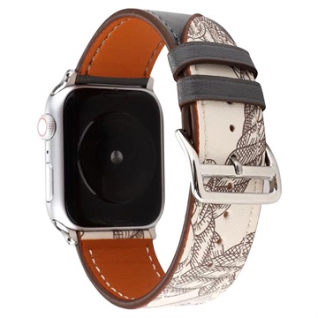 Apple Watch Series 9/8/SE (2022)/7/SE/6/5/4/3/2/1 Patroon Leren Band - 41mm/40mm/38mm - Zwart