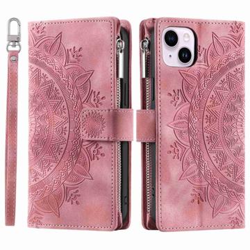 Mandala Zipper iPhone 14 Plus Portemonnee Hoesje Rose Gold