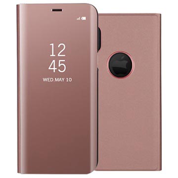 iPhone X Luxury Series Mirror View Flip Cover Rose Gold