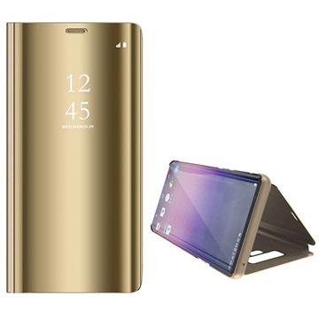 Luxury Series Mirror View Samsung Galaxy Note9 Flip Cover Goud