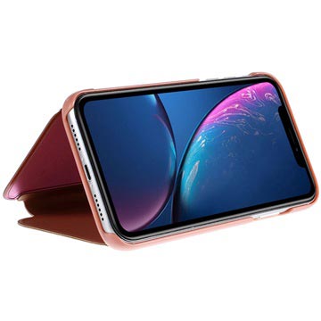 Luxury Series Mirror View iPhone XR Flip Cover Rose Gold